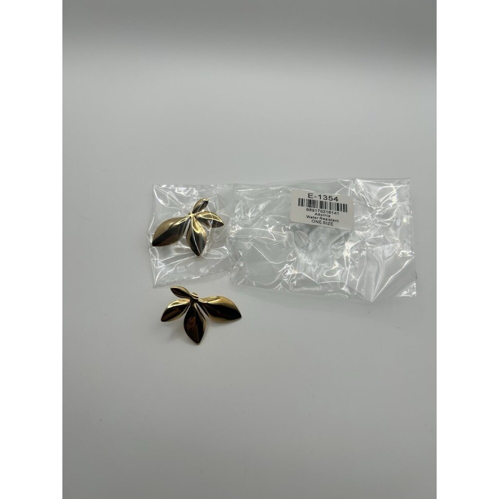 Adornia Leaf Design Gold Water Resistant  Earrings New